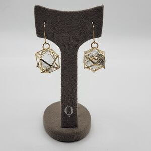 Modern Unmarked Elegant Gold Geometric 3D Dangle Earrings